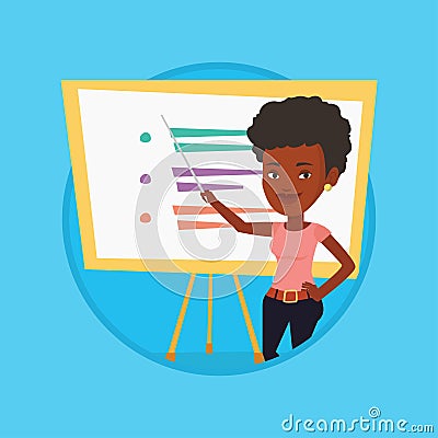 Teacher or student standing in front of board. Vector Illustration