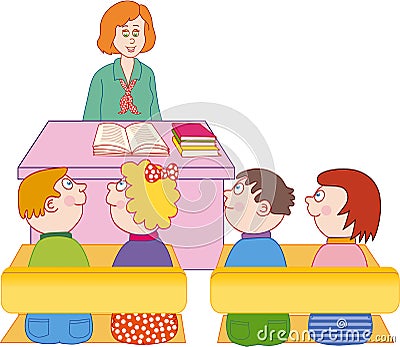 Teacher and students Vector Illustration