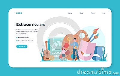 Teacher web banner or landing page. Profesor standing in front Vector Illustration