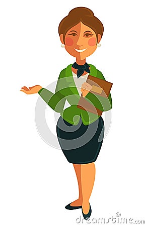 Teacher woman of school university profession vector flat isolated icon Vector Illustration