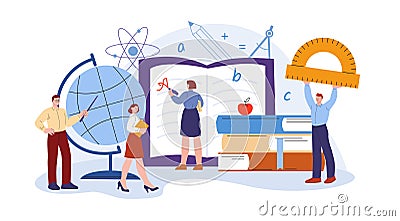 Teacher at work concept. Teachers training, school staff, university or college workers. Attractiveness innovative Vector Illustration