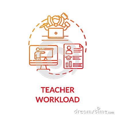 Teacher workload concept icon Vector Illustration