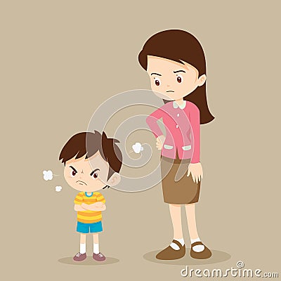 Teacher worry Rampage angry boy Vector Illustration