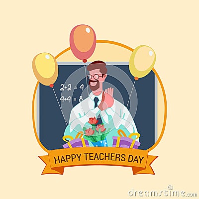 Teachers day vector illustration concept, Happy teachers day celebration vector, Flat tiny world educators holiday persons concept Cartoon Illustration