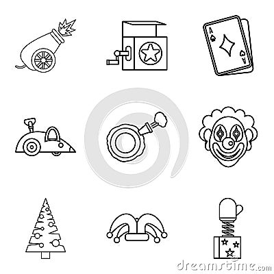 Teaching a child icons set, outline style Vector Illustration