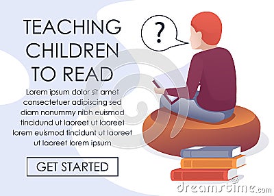 Teaching Children to Read Online Application Page Vector Illustration