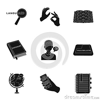 Teaching Chinese in Russia. Translation of the Chinese language.Interpreter ang translator icon in set collection on Vector Illustration