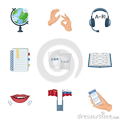 Teaching Chinese in Russia. Translation of the Chinese language.Interpreter ang translator icon in set collection on Vector Illustration