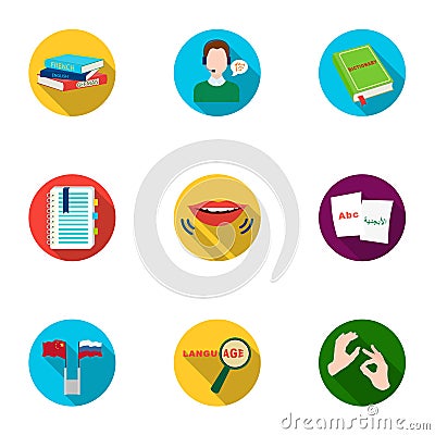 Teaching Chinese in Russia. Translation of the Chinese language.Interpreter ang translator icon in set collection on Vector Illustration