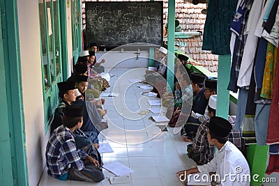 teaching and learning activities in Indonesian Islamic boarding schools Editorial Stock Photo