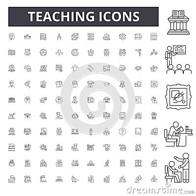 Teaching line icons, signs, vector set, outline concept illustration Vector Illustration