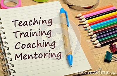 Teaching Training Coaching Mentoring words Stock Photo