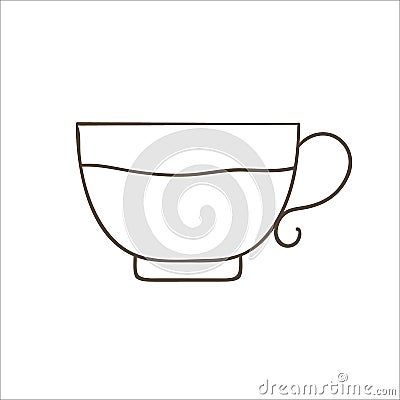 Teacup line icon. Black and white tea cup Vector Illustration