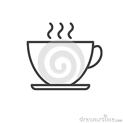 Teacup line icon, outline vector sign, linear style pictogram isolated on white. Vector Illustration