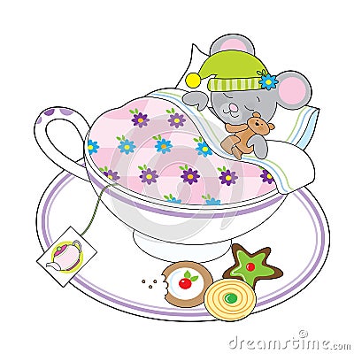 Teacup Mouse Vector Illustration