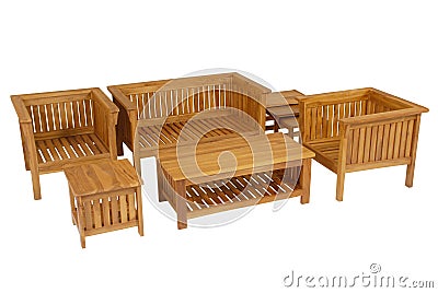 Teak garden furniture, Garden Furniture, teak Chair Stock Photo