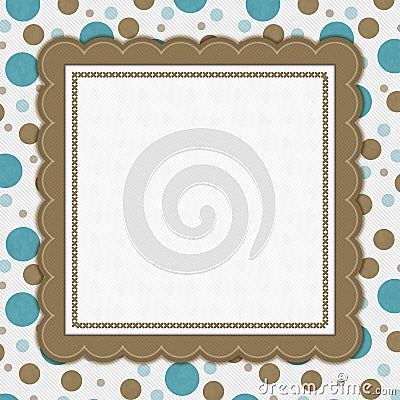 Teal, Brown and White Polka Dot Frame Background Stock Photo