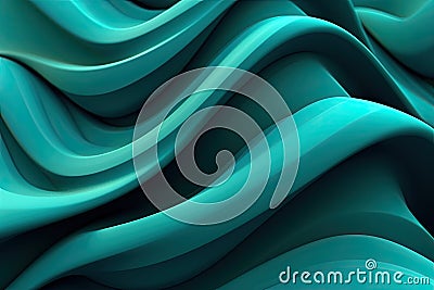 Teal 3D backdrop with seamless loops, organic patterns, dreamlike abstraction resembling a canvas, colorful curves. Generative AI Stock Photo