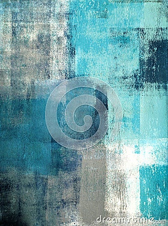 Teal and Grey Abstract Art Painting Stock Photo