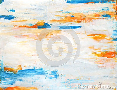 Teal and Orange Abstract Art Painting Stock Photo