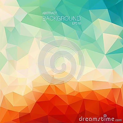 Teal orange abstract background with triangle shapes Vector Illustration