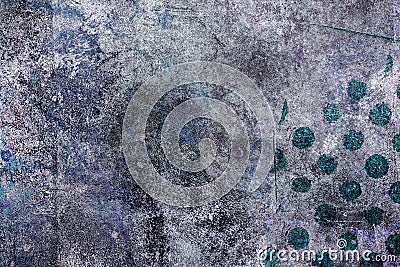 Teal Polkadots on a Grunge Abstract Background Stock Photo