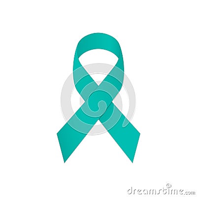 Teal ribbon awareness on a white background. Symbolic Post Traumatic Stress Disorder - PTSD. Vector Illustration