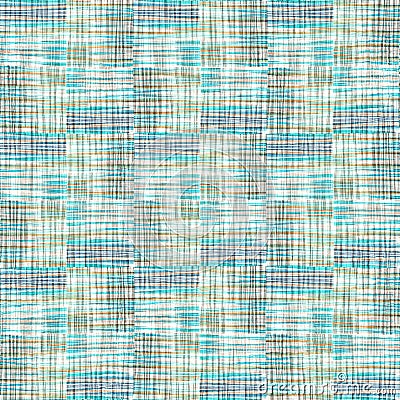 Teal rustic coastal beach house check fabric tile. Seamless sailor flannel textile gingham repeat swatch. Stock Photo