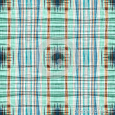 Teal rustic coastal beach house check fabric tile. Seamless sailor flannel textile gingham repeat swatch. Stock Photo