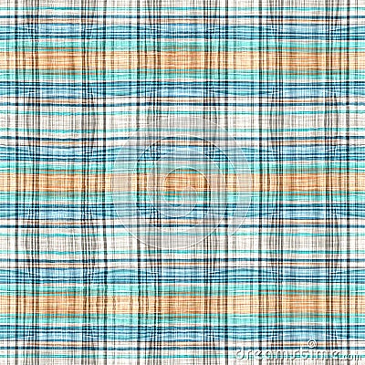 Teal rustic coastal beach house check fabric tile. Seamless sailor flannel textile gingham repeat swatch. Stock Photo