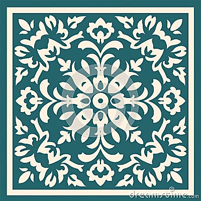 Teal Style Rug Vector Stencil Creation Stock Photo