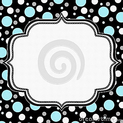 Teal, White and Black Polka Dot Frame Background Stock Photo