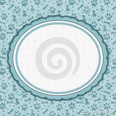 Teal and white dog pattern oval border with copy space Stock Photo