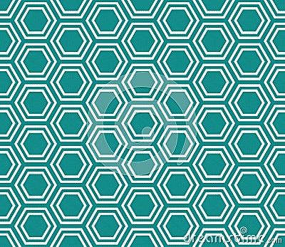 Teal and White Hexagon Tiles Pattern Repeat Background Stock Photo