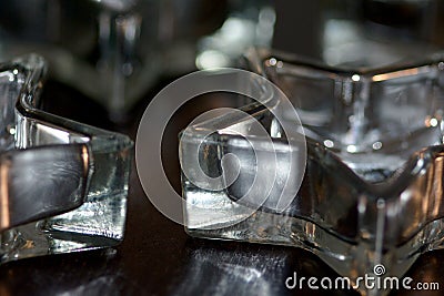 Tealights on the table and candles Stock Photo