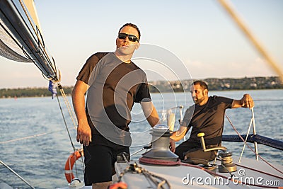Team athletes Yacht training for the competition Stock Photo