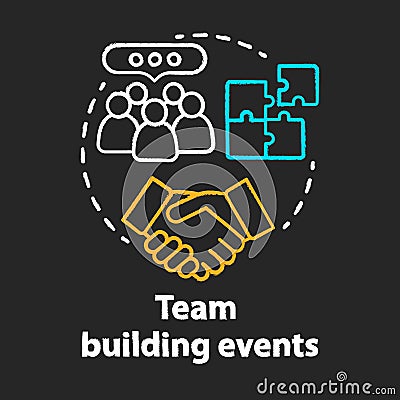 Team building event chalk concept icon. Corporate collaboration activities idea. Teamwork and successful partnership Vector Illustration