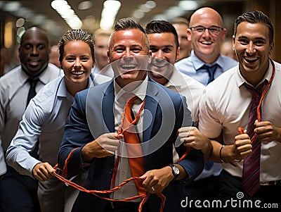 Team building exercises in modern corporate setting Stock Photo