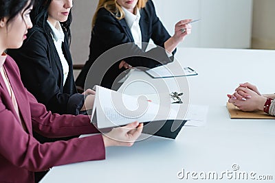 Business women work evaluation performance review Stock Photo