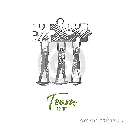 Team, business, work, people, together concept. Hand drawn isolated vector. Vector Illustration