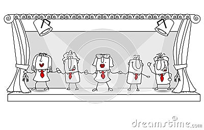 News role of the team on the stage Vector Illustration