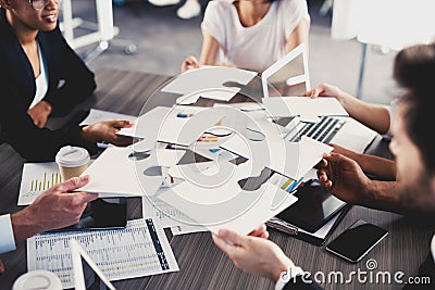 Team of businessmen work together for one goal. Concept of unity and partnership Stock Photo