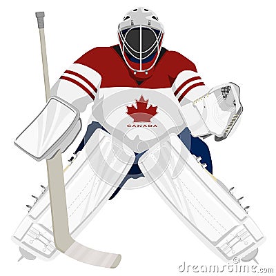 Team Canada hockey goalie Vector Illustration