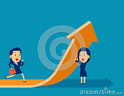 Team change of a direction. Concept cute business vector illustration, Leader & Leadership Vector Illustration