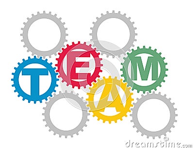 Team concept with color gears Vector Illustration