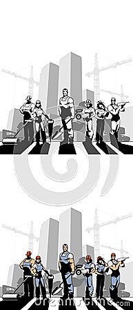 Team of construction workers Vector Illustration
