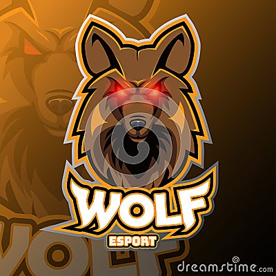 E-sports team logo design with wolf Free Vector Vector Illustration