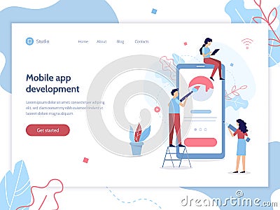 Mobile app development banner Vector Illustration