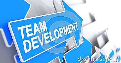 Team Development - Message on Blue Arrow. 3D. Stock Photo