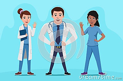 Team doctors hospital workers medical staff illustration Vector Illustration